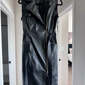 Calvin Klein Women's Faux-Leather Belted Moto Dress size 8 (new with tags)